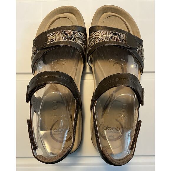 Abeo Women's Brynn Sandals Brown Leather Animal Print Size 8N Orthotic Comfort - Picture 3 of 10